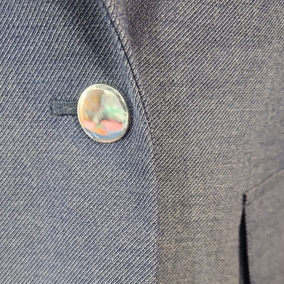 CALVIN KLEIN Blue Vicose Blend Notched Lapel Silvertone Grommet Detail Blazer - Picture 3 of 14